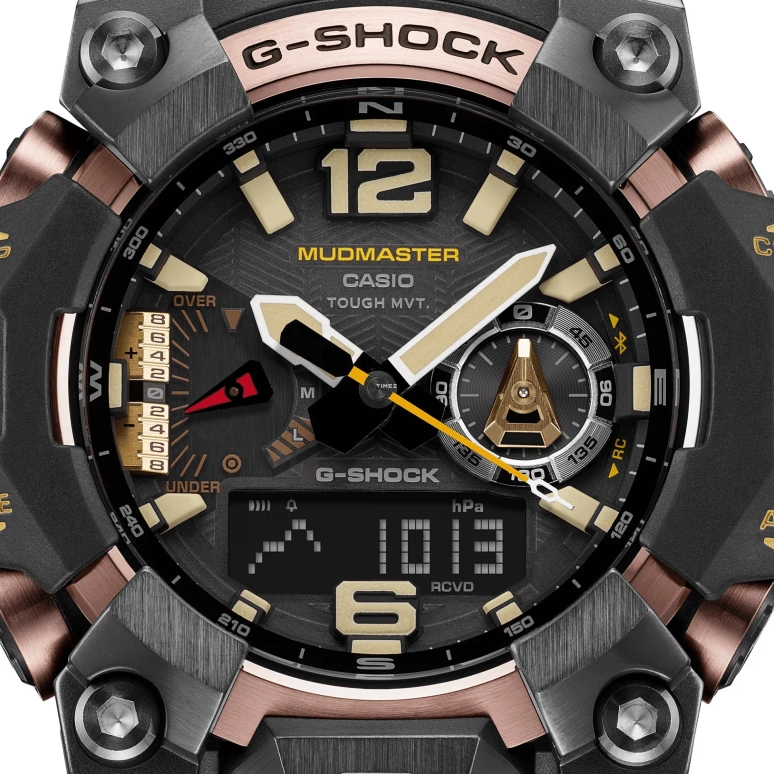Casio,MASTER OF G - LAND 58.70x52.10mm,58.70x52.10mm,Bio-sourced,Carbon fiber-reinforced resin,Stainless Steel,Black,Quartz,Countdown,Chronograph,Month,Date,Sapphire,Crystal Glass,Round,GWGB1000,GWGB1000-1A4