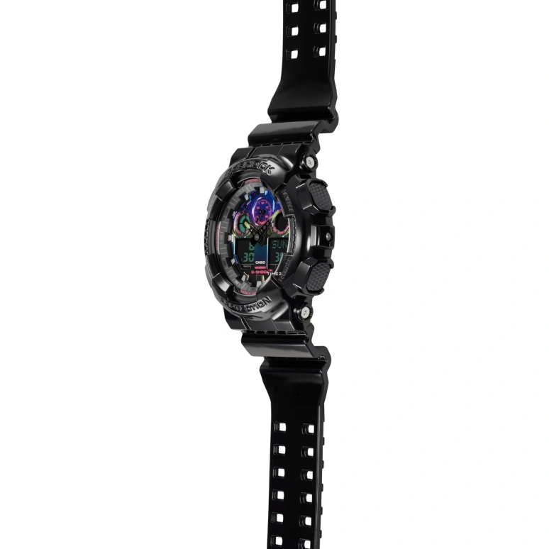 Casio,G-SHOCK 55x51.20mm,55x51.20mm,Resin,Multi-Color,Quartz,Countdown,Chronograph,Month,Date,Hardlex,Round,GA100RGB,GA100RGB-1A