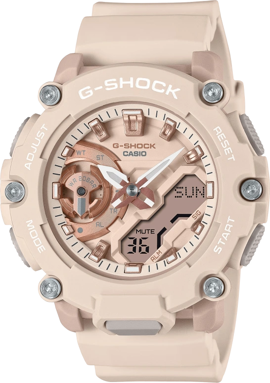 Casio,G-SHOCK 45.70mm,45.70mm,Resin,Pink,Quartz,Countdown,Chronograph,Month,Date,Hardlex,Round,GMAS2200M,GMAS2200M-4A