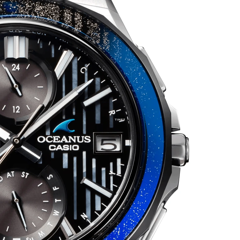 Casio,OCEANUS 48.80x42.30mm,48.80x42.30mm,Titanium,Black,Quartz,Date,Day,World Time,OCWS5000MB1A