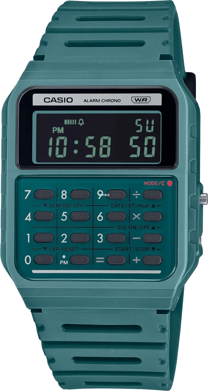 Casio,POP 43.20x34.40mm,43.20x34.40mm,Resin,Black,Quartz,Chronograph,Annual Calendar,Month,Date,Plexi,Rectangular,CA53WB,CA53WB-3B