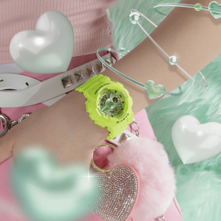 Casio,BA-110 43.40mm,43.40mm,Resin,Green,Quartz,Countdown,Chronograph,Month,Date,Hardlex,Round,BA110YK,BA110YK-3A