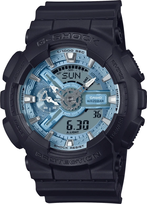 Casio,G-SHOCK 55x51.20mm,55x51.20mm,Resin,Blue,Quartz,Countdown,Chronograph,Month,Date,Hardlex,Round,GA110CD,GA110CD-1A2