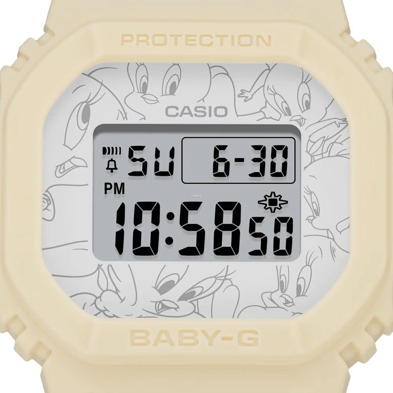 Casio,BGD-565 42.10x37.90mm,42.10x37.90mm,Resin,White,Grey,Quartz,Countdown,Chronograph,Month,Date,Hardlex,Square,BGD565TW,BGD565TW-5