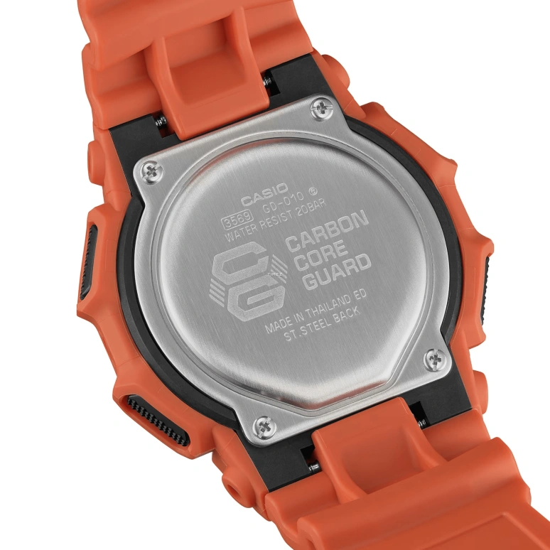 Casio,G-SHOCK 51.90mm,51.90mm,Bio-sourced,Carbon,Resin,Black,Quartz,Countdown,Chronograph,Month,Date,Hardlex,Round,GD010,GD010-4