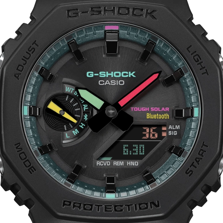 Casio,G-SHOCK 45.40mm,45.40mm,Carbon,Bio-sourced,Resin,Black,Quartz,Countdown,Chronograph,Month,Date,Hardlex,Octagon,GAB2100MF,GAB2100MF-1A