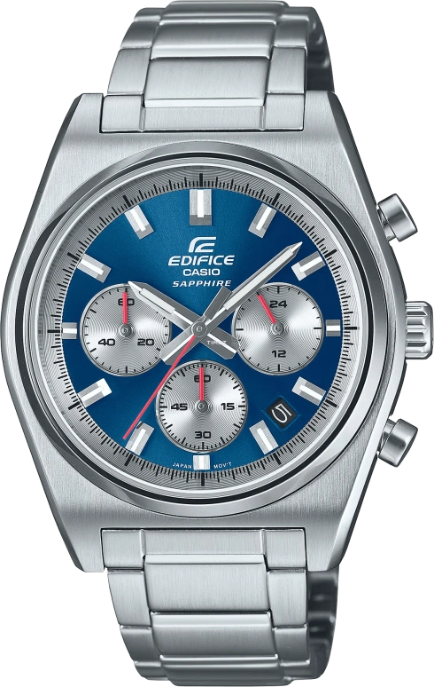 Casio,EDIFICE 40mm,40mm,Stainless Steel,Blue,Quartz,Chronograph,Day,EFB730D,EFB730D-2AV