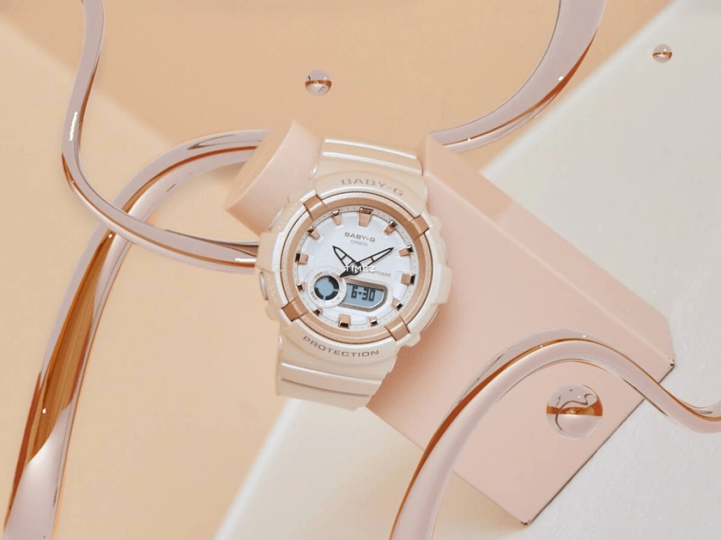Casio,BABY-G 47.30x43.40mm,47.30x43.40mm,Resin,White,Quartz,Round,BGA,BGA-280BA-4