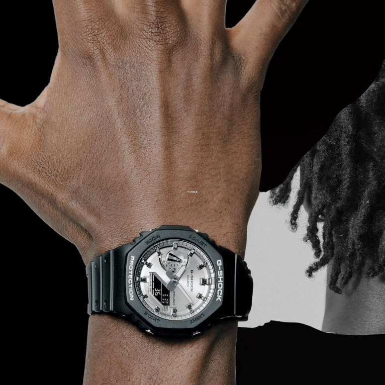Casio,G-SHOCK 48.50x45.40mm,48.50x45.40mm,Resin,Carbon,Silver,Quartz,Countdown,Chronograph,Month,Date,Hardlex,Round,GA2100SB,GA2100SB-1A