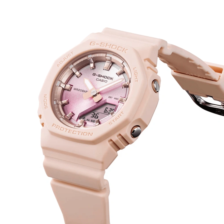 Casio,G-SHOCK 40.20mm,40.20mm,Bio-sourced,Resin,Pink,Quartz,Countdown,Chronograph,Month,Date,Hardlex,Octagon,GMAP2100SG4A