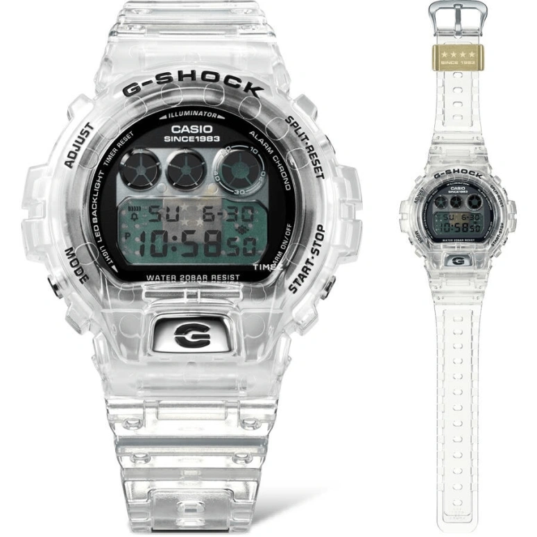 Casio,G-Shock 6900 50mm,50mm,Resin,Transparent,Black,Quartz,Countdown,Chronograph,Month,Date,Hardlex,Round,DW6940RX,DW6940RX-7