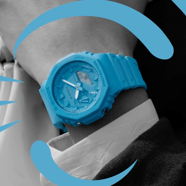 Casio,G-SHOCK 48.50x45.40mm,48.50x45.40mm,Carbon,Bio-sourced,Resin,Blue,Quartz,Countdown,Chronograph,Month,Date,Hardlex,Octagon,GA2100,GA2100-2A2