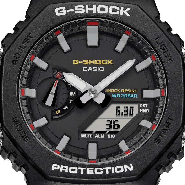 Casio,G-SHOCK 45.40mm,45.40mm,Carbon,Bio-sourced,Resin,Black,Quartz,Countdown,Chronograph,Month,Date,Hardlex,Octagon,GA2100RL,GA2100RL-1A