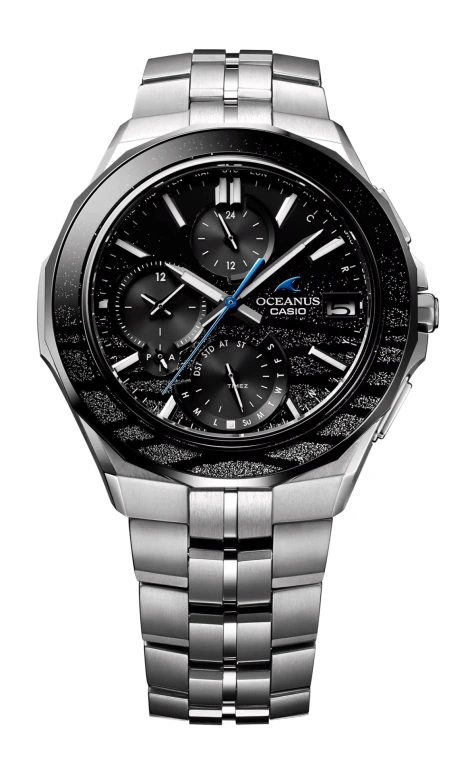 Casio,OCEANUS 48.80x42.30mm,48.80x42.30mm,Titanium,Black,Quartz,Date,Day,World Time,OCWS5000ME1A