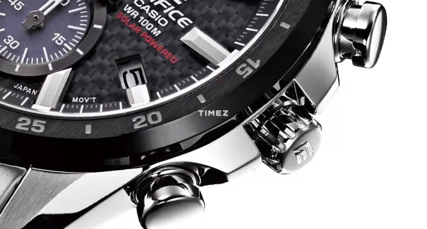 Casio,EDIFICE 47.60mm,47.60mm,Stainless Steel,Black,Quartz,Chronograph,Day,Power Reserve Indicator,Solar Charging,Hardlex,Round,EQS900DB,EQS900DB-1AV