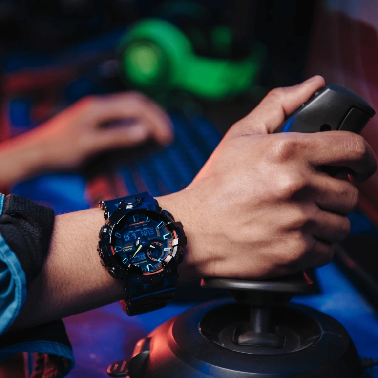 Casio,G-SHOCK 53.40mm,53.40mm,Resin,Black,Quartz,Countdown,Chronograph,Month,Date,Hardlex,Round,GA700RGB,GA700RGB-1A