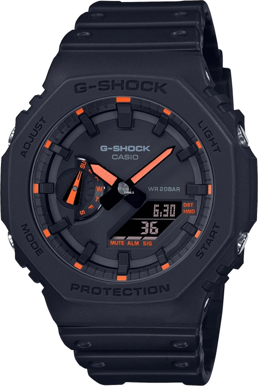 Casio,G-SHOCK 45.40mm,45.40mm,Carbon,Resin,Black,Quartz,Countdown,Chronograph,Month,Date,Hardlex,Octagon,GA2100,GA2100-1A4