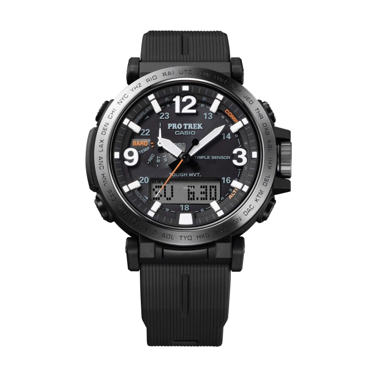 Casio,PROTREK 51.60x51.50mm,51.60x51.50mm,Stainless Steel,Black,Quartz,Countdown,Chronograph,Month,Date,Hardlex,Round,PRW6611Y,PRW6611Y-1