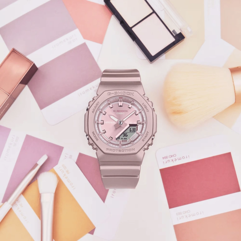 Casio,G-SHOCK 40.20mm,40.20mm,Bio-sourced,Resin,Pink,Quartz,Countdown,Chronograph,Month,Date,Hardlex,Octagon,GMAP2100ST4A