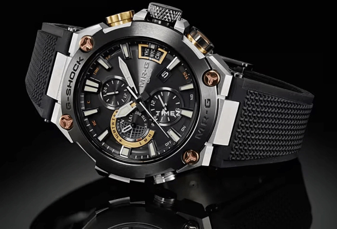 Casio,MR-G 49.80mm,49.80mm,Titanium,Black,Quartz,Countdown,Chronograph,Date,Day,Sapphire,Round,MRGG2000R,MRGG2000R-1A