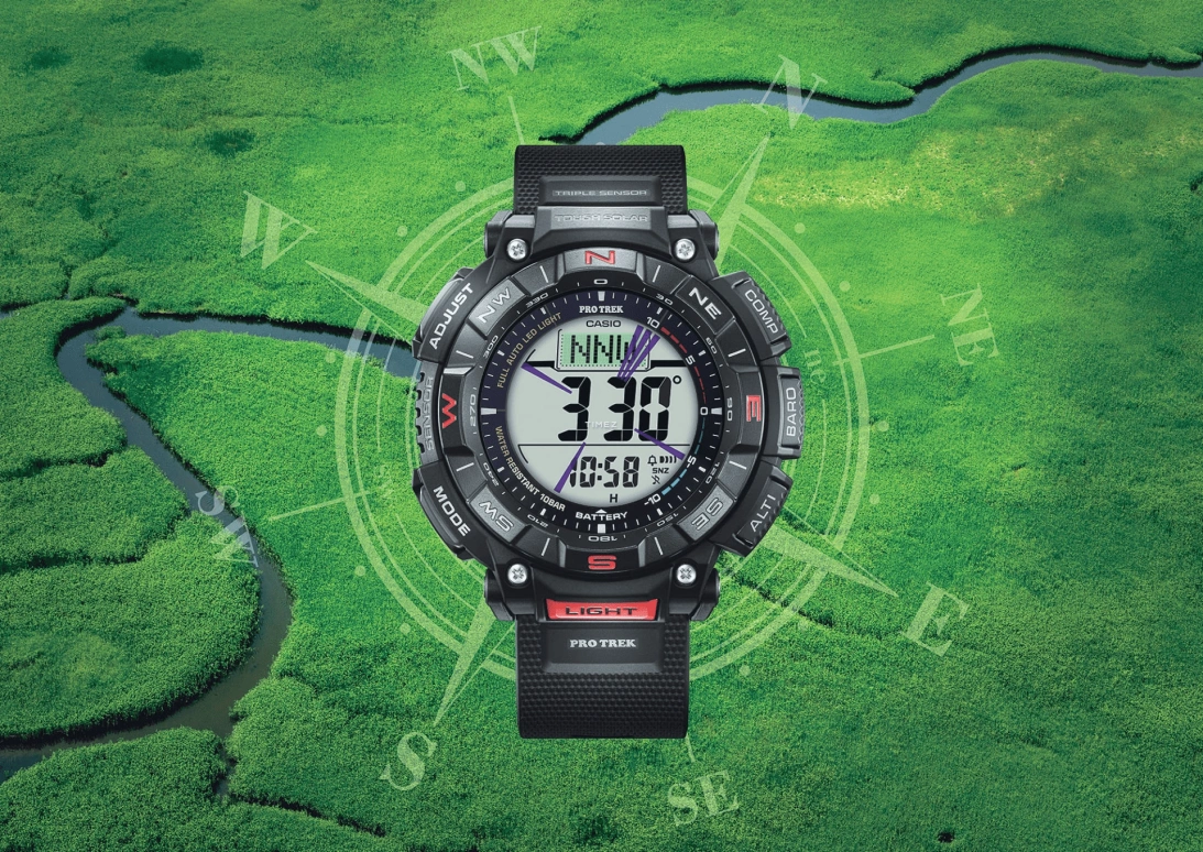 Casio,PROTREK 54.70x51.70mm,54.70x51.70mm,Bio-sourced,Grey,Quartz,Countdown,Chronograph,Month,Date,Hardlex,Glass,Round,PRG340,PRG340-1