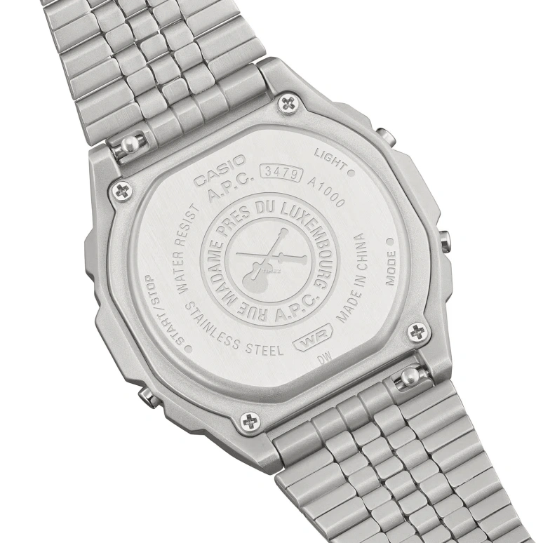 Casio,VINTAGE 39.60x38mm,39.60x38mm,Stainless Steel,Silver,Quartz,Chronograph,Date,Day,Hour Strike,Hardlex,Square,A1000ACD,A1000ACD-7