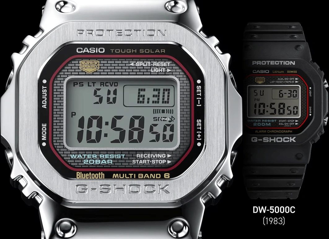 Casio,G-SHOCK 49.30x43.20mm,49.30x43.20mm,Stainless Steel,Black,Quartz,Countdown,Chronograph,Month,Date,Hardlex,Square,GMWB5000D,GMWB5000D-1C