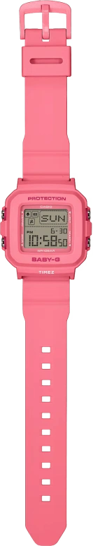 Casio,BABY-G 42.80x39mm,42.80x39mm,Resin,Pink Red,Quartz,Countdown,Chronograph,Month,Date,Hardlex,Square,BGD10KH,BGD10KH-4