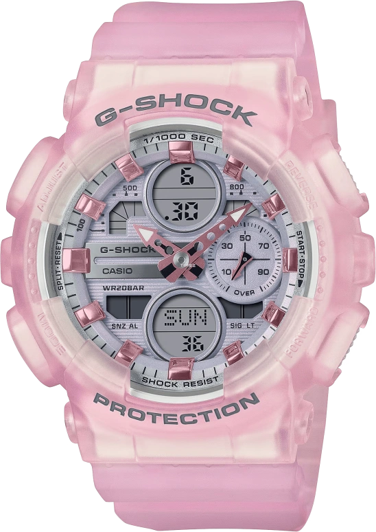 Casio,G-SHOCK 49x45.90mm,49x45.90mm,Resin,Pink,Quartz,Countdown,Chronograph,Month,Date,Hardlex,Round,GMAS140NP,GMAS140NP-4A