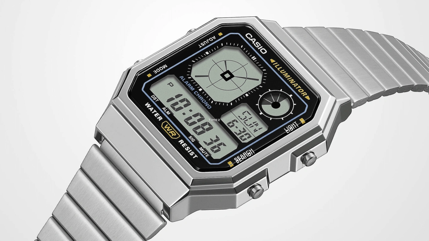 Casio,VINTAGE 40.50x33.90mm,40.50x33.90mm,Resin,Black,Grey,Quartz,Countdown,Chronograph,Month,Date,Plexi,Glass,Square,A130WE,A130WE-1A