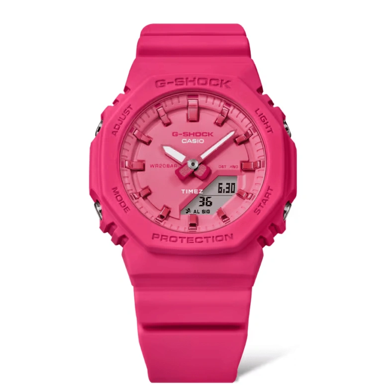 Casio,G-SHOCK 46x40.20mm,46x40.20mm,Resin,Bio-sourced,Pink Red,Quartz,Countdown,Chronograph,Month,Date,Glass,Hardlex,Octagon,GMAP2100PP,GMAP2100PP-4A