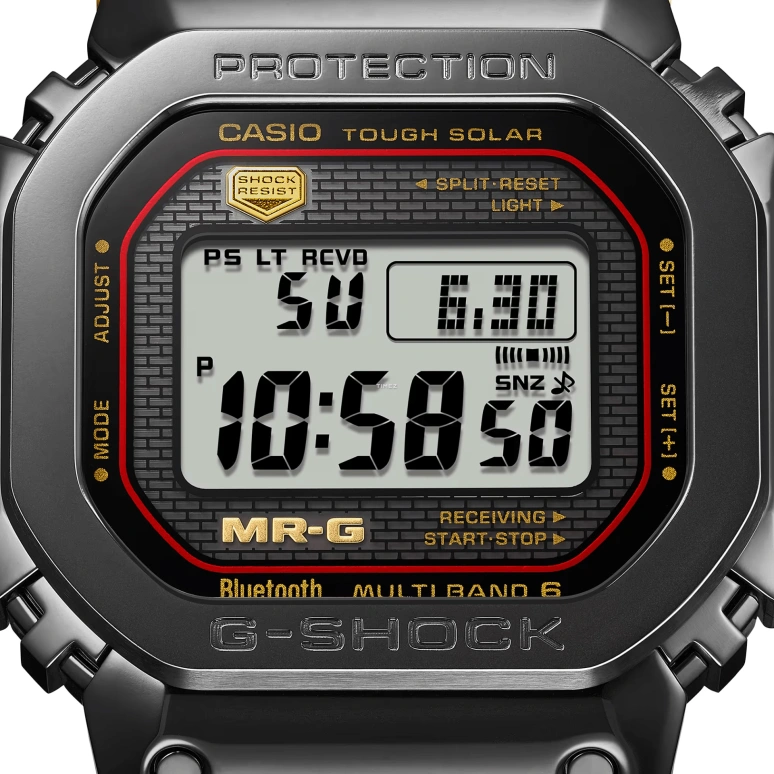 Casio,MR-G 49.40x43.20mm,49.40x43.20mm,Titanium,Grey,Quartz,Countdown,Chronograph,Month,Date,Sapphire,Crystal Glass,Square,MRGB5000B,MRGB5000B-1