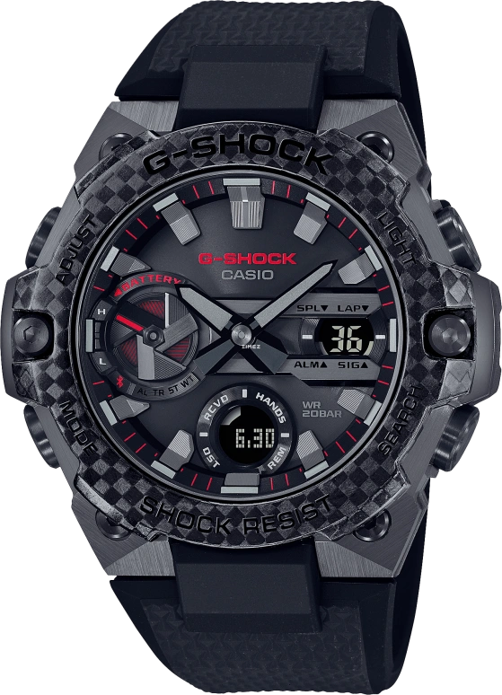 Casio,G-STEEL 49.60mm,49.60mm,Stainless Steel,Black,Quartz,Countdown,Chronograph,Month,Date,Hardlex,Round,GSTB400X,GSTB400X-1A4