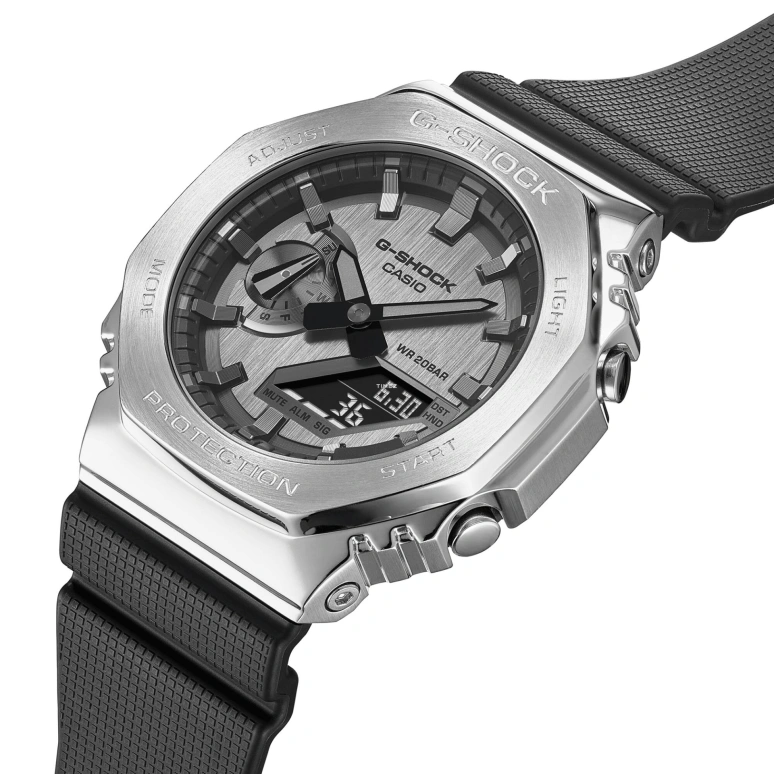 Casio,G-SHOCK 49.30x44.40mm,49.30x44.40mm,Stainless Steel,Grey,Quartz,Chronograph,Month,Date,Day,Hardlex,Octagon,GM,GM-2100-1A