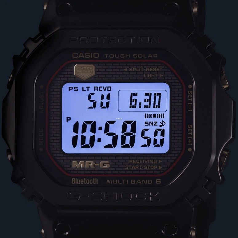 Casio,MR-G 49.40x43.20mm,49.40x43.20mm,Titanium,Grey,Quartz,Countdown,Chronograph,Month,Date,Sapphire,Crystal Glass,Square,MRGB5000B,MRGB5000B-1