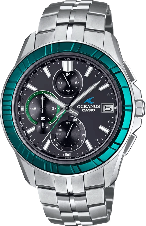 Casio,OCEANUS 47.50x42.80mm,47.50x42.80mm,Titanium,Black,Quartz,Countdown,Chronograph,Date,Day,Sapphire,Crystal Glass,Round,OCWS7000SG1A