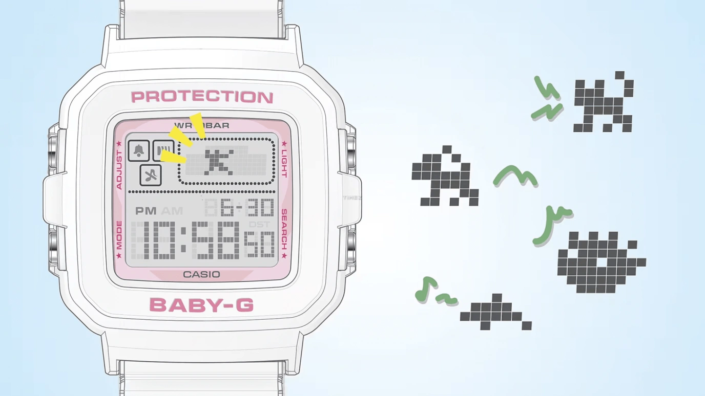Casio,BGD-10 42.80x39mm,42.80x39mm,Resin,Pink Red,Quartz,Countdown,Chronograph,Month,Date,Hardlex,Square,BGD10KPP,BGD10KPP-7