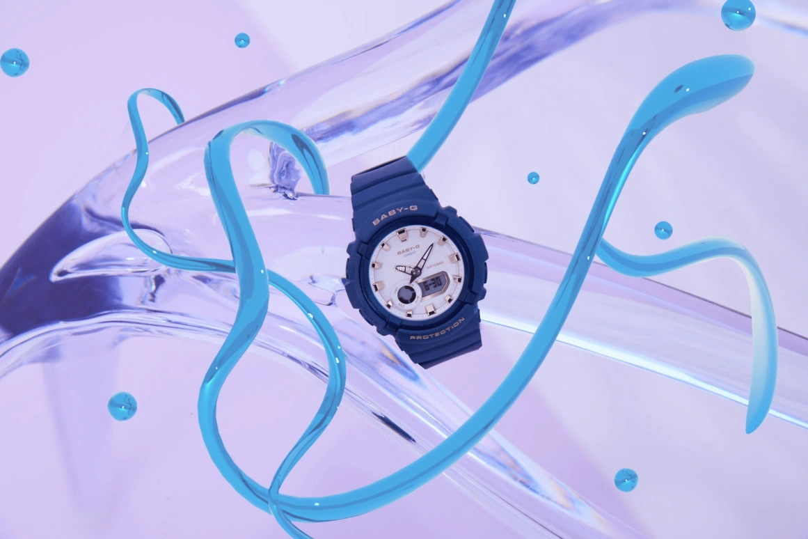 Casio,BABY-G 47.40x43.40mm,47.40x43.40mm,Resin,White,Quartz,Round,Blue,BGA,BGA-280BA-2