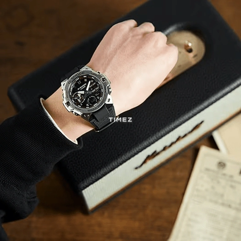 Casio,G-STEEL 49.60mm,49.60mm,Resin,Black,Quartz,Countdown,Chronograph,Month,Date,Hardlex,Round,GSTB400,GSTB400-1A