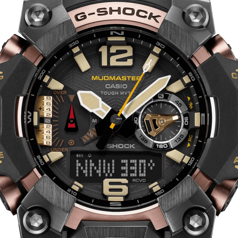 Casio,MASTER OF G - LAND 58.70x52.10mm,58.70x52.10mm,Bio-sourced,Carbon fiber-reinforced resin,Stainless Steel,Black,Quartz,Countdown,Chronograph,Month,Date,Sapphire,Crystal Glass,Round,GWGB1000,GWGB1000-1A4