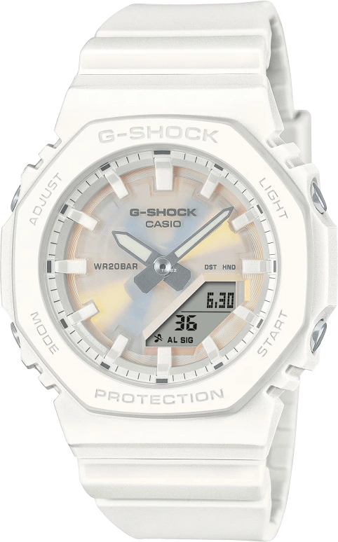 Casio,G-SHOCK 46x40.20mm,46x40.20mm,Bio-sourced,Resin,White,Quartz,Countdown,Chronograph,Month,Date,Hardlex,Round,GMAP2100PC7A