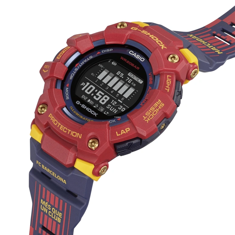Casio,G-SHOCK 49.30mm,49.30mm,Resin,Blue,Quartz,Countdown,Chronograph,Month,Date,Hardlex,Round,GBD100BAR,GBD100BAR-4