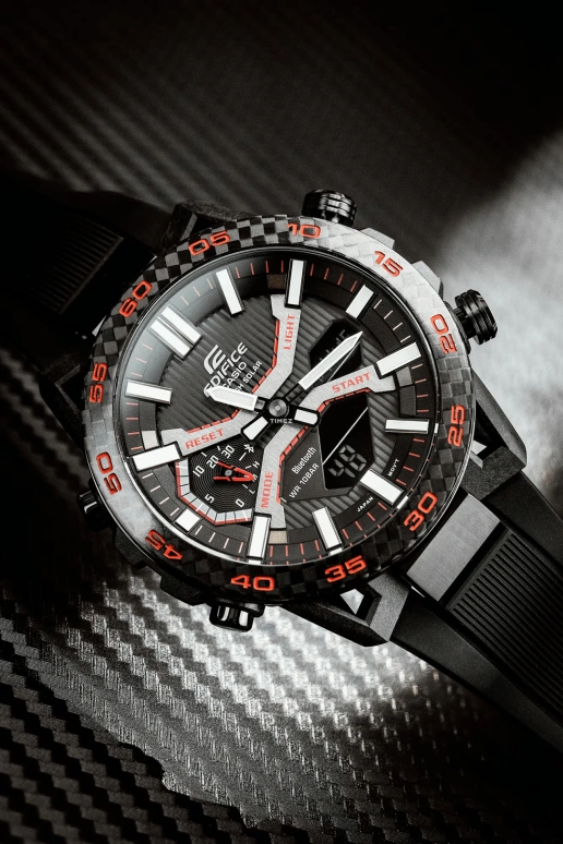 Casio,EDIFICE 47.80mm,47.80mm,Stainless Steel,Black,Quartz,Countdown,Chronograph,Month,Date,Sapphire,Round,ECB2000PB,ECB2000PB-1A