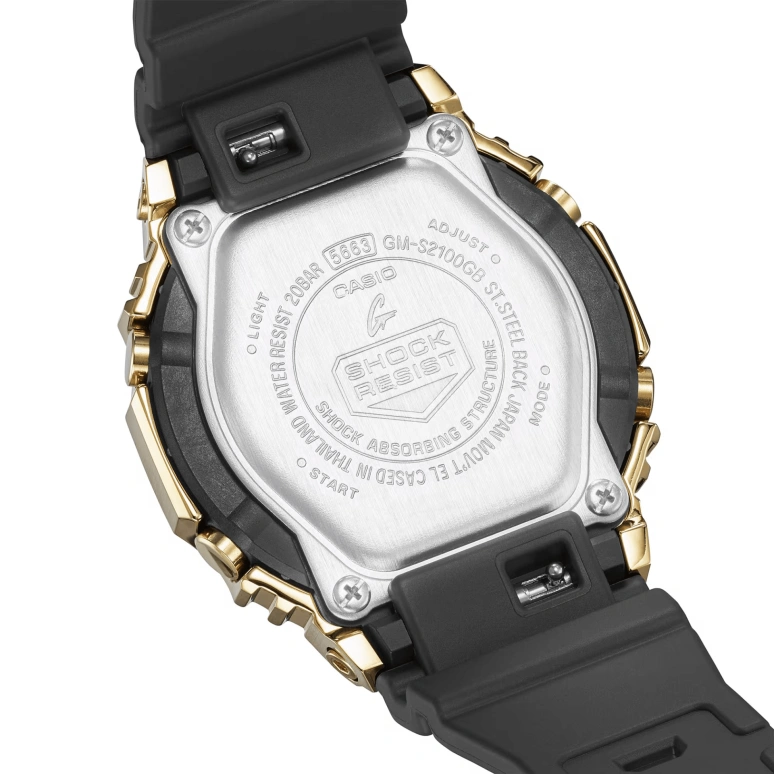 Casio,G-SHOCK 45.90x40.40mm,45.90x40.40mm,Resin,Stainless Steel,Black,Quartz,Countdown,Chronograph,Month,Date,Hardlex,Round,GMS2100GB,GMS2100GB-1A