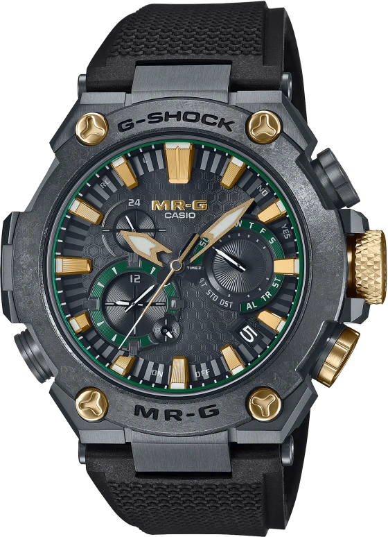 Casio,MR-G 54.70x49.80mm,54.70x49.80mm,Titanium,Black,Quartz,Countdown,Chronograph,Date,Day,Sapphire,Crystal Glass,Round,MRG,MRG-B2000RG-3A