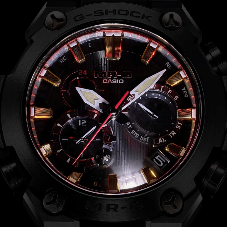 Casio,MR-G 54.70x49.80mm,54.70x49.80mm,Titanium,Black,Quartz,Countdown,Chronograph,Month,Date,Sapphire,Crystal Glass,Round,MRGB2000B,MRGB2000B-1A4