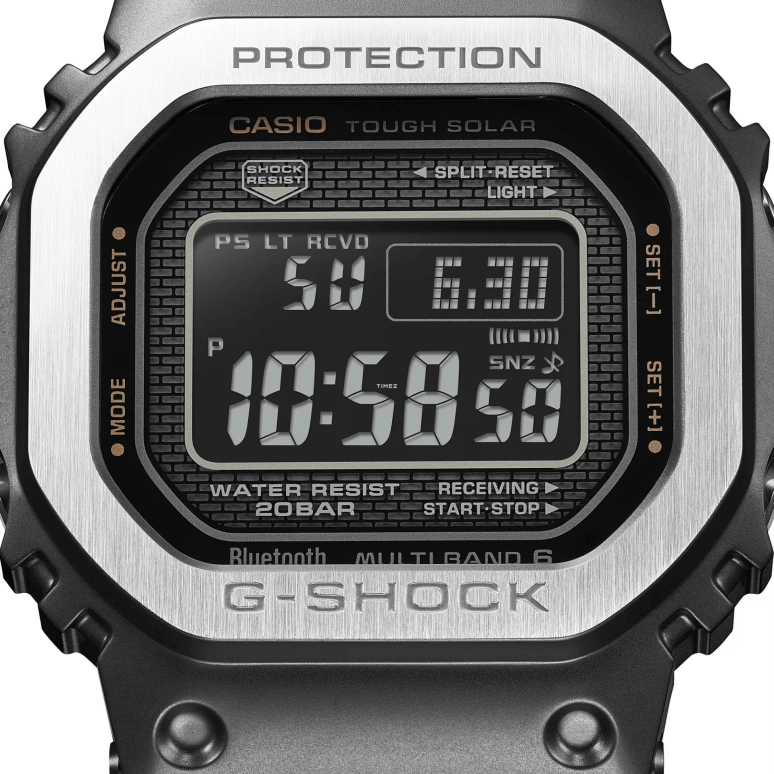 Casio,G-SHOCK 49.30x43.20mm,49.30x43.20mm,Stainless Steel,Black,Quartz,Countdown,Chronograph,Month,Date,Hardlex,Square,GMWB5000MB,GMWB5000MB-1