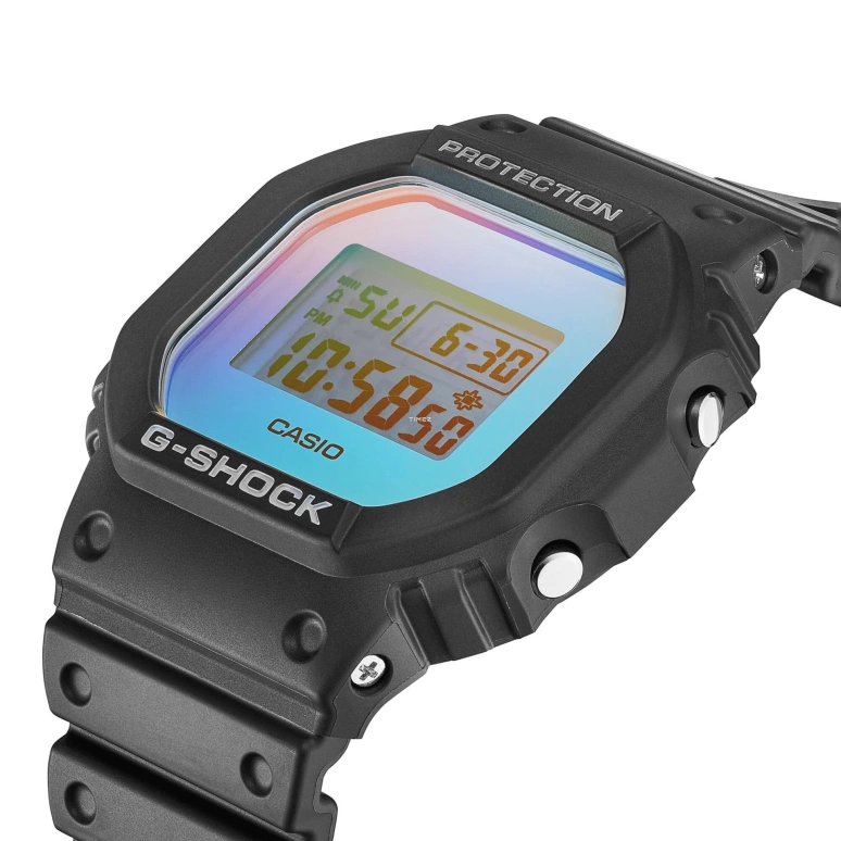 Casio,G-SHOCK 48.90x42.80mm,48.90x42.80mm,Resin,Gradient,Rainbow,Quartz,Countdown,Chronograph,Month,Date,Hardlex,Square,DW5600SR,DW5600SR-1