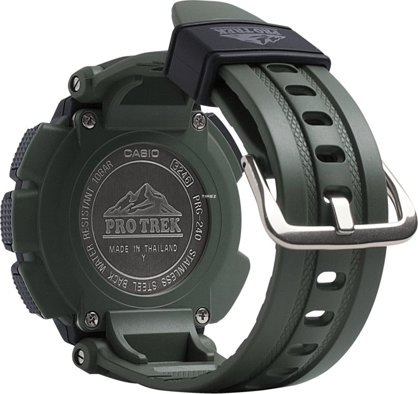 Casio,PROTREK 57.30x50.90mm,57.30x50.90mm,Resin,Green,Quartz,Countdown,Chronograph,Month,Date,Hardlex,Round,PRG240,PRG240-3