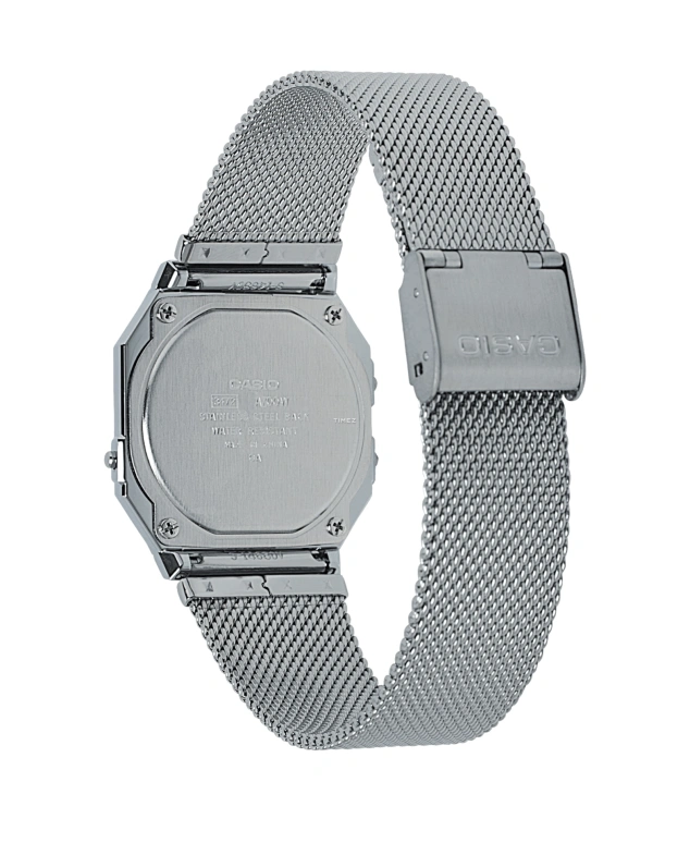 Casio,VINTAGE 37.40x35.50mm,37.40x35.50mm,Resin,Silver,Quartz,Chronograph,Date,Day,Hour Strike,Hardlex,Cushion,A700WM,A700WM-7AVT